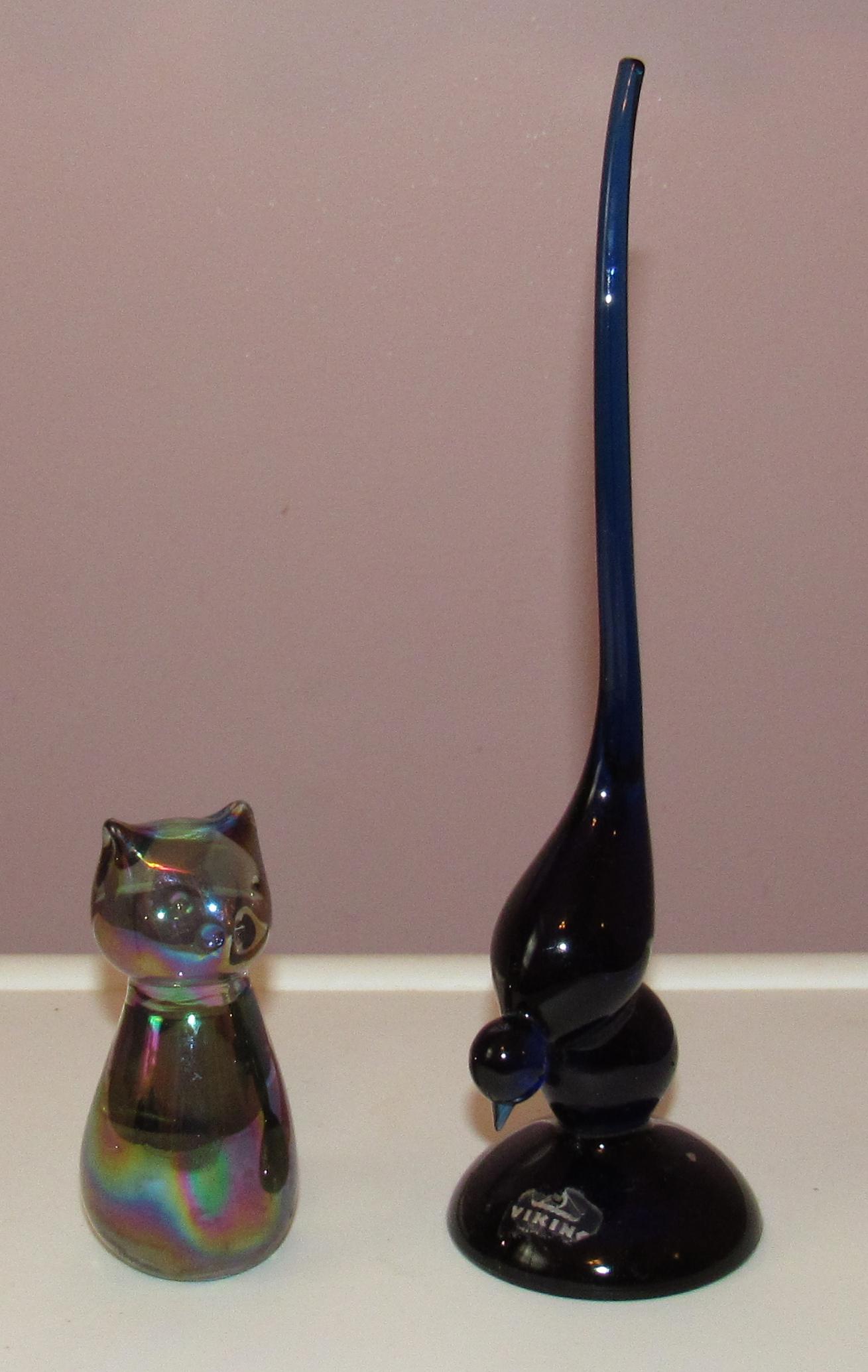 Viking Glass Bird & Fenton ? Cat: Bird is approx 10" tall. Cat could be Fenton ???