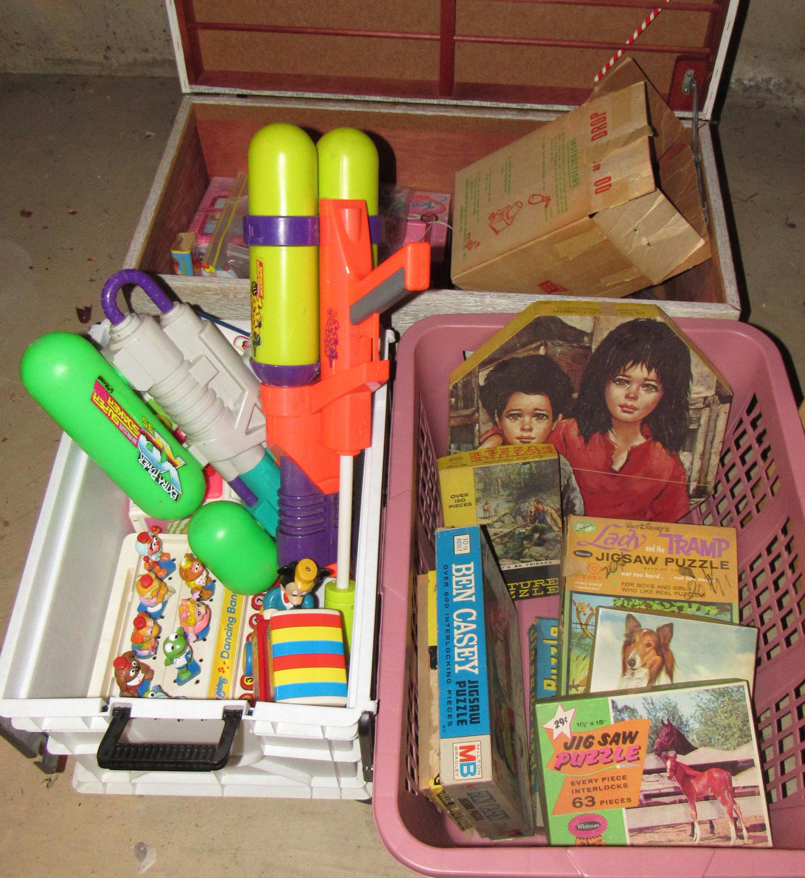 Toy Box w/ Vintage Toys & Puzzles: Take what you want and leave the rest
