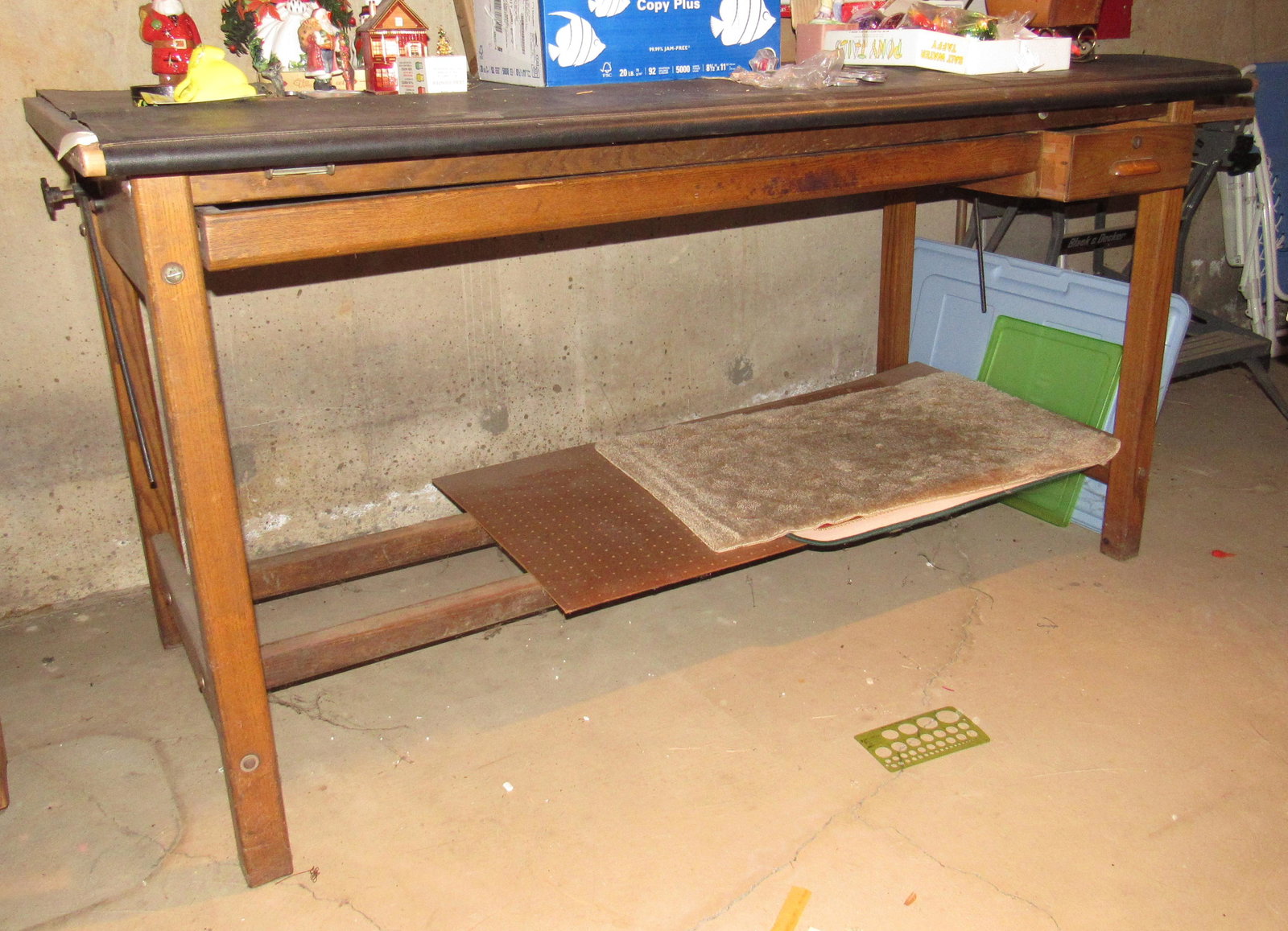 Drafting Table: Approx 39" x 72" x 37" tall. Does not include items on it