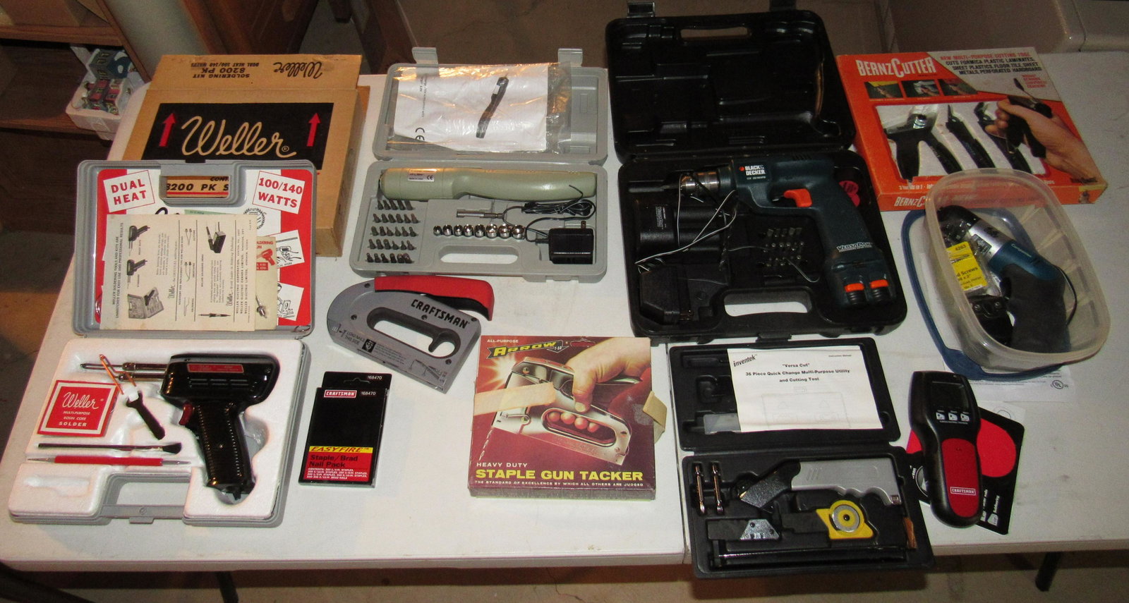 Soldering Gun Cutting Tool Drill Staple Gun: Getting all pictured on table.