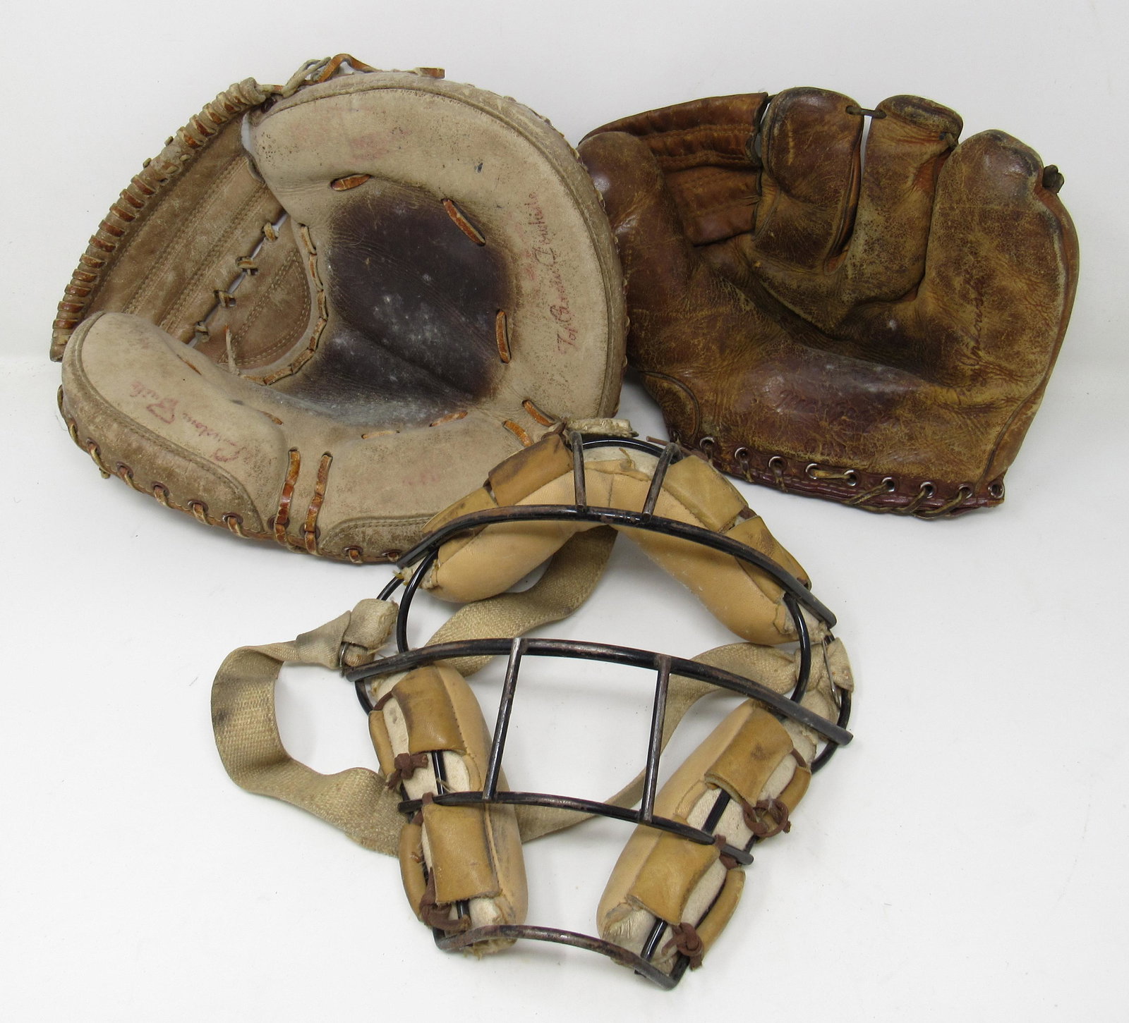 Vintage Baseball Gloves and Catchers Mask: One is a Macgregor