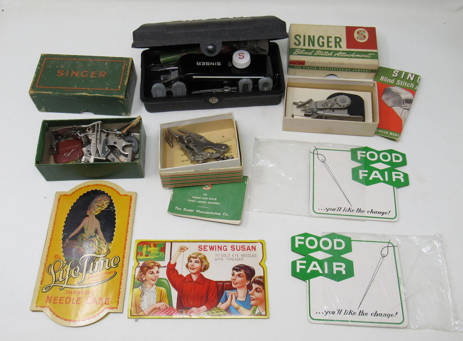 Singer Sewing Machine Attachments Button Holer: Includes needle cases & misc