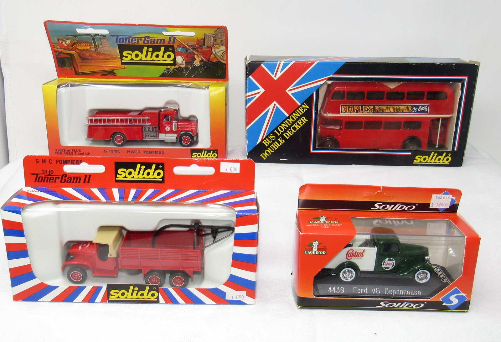 Solido Toner Gam II Double Decker Bus Ford Car: Getting all 4