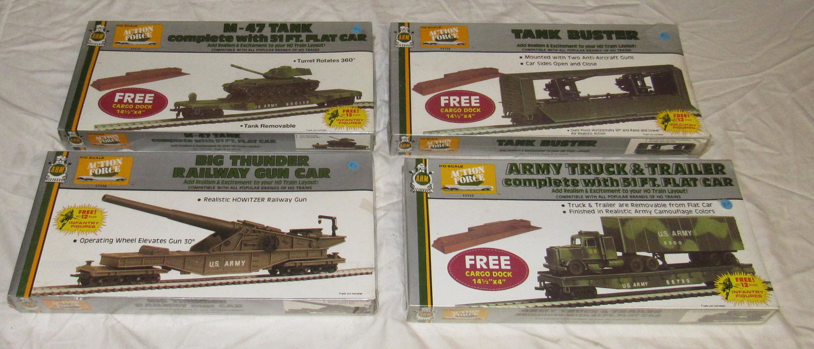 AHM Action Force HO Scale Train Cars: Getting all pictured.