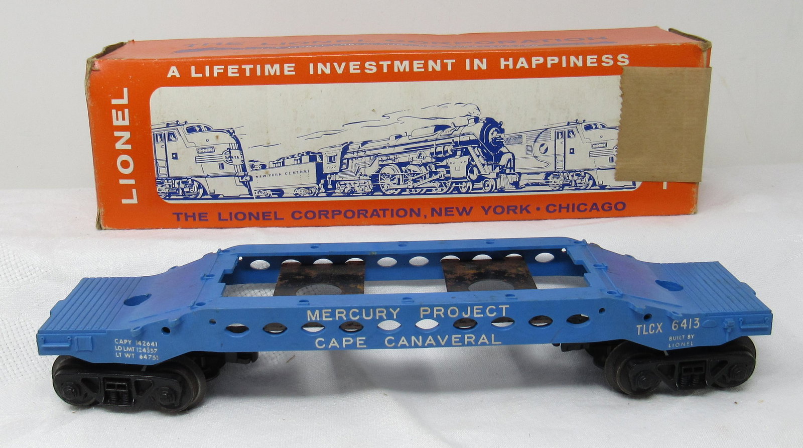 Lionel No. 6413 Mercury Capsule Carrying Car: In original box