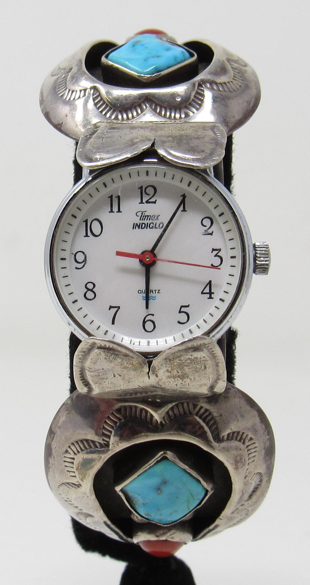 Timex Watch Cuff w/ Turquoise Coral Reeder TY: Watch cuff