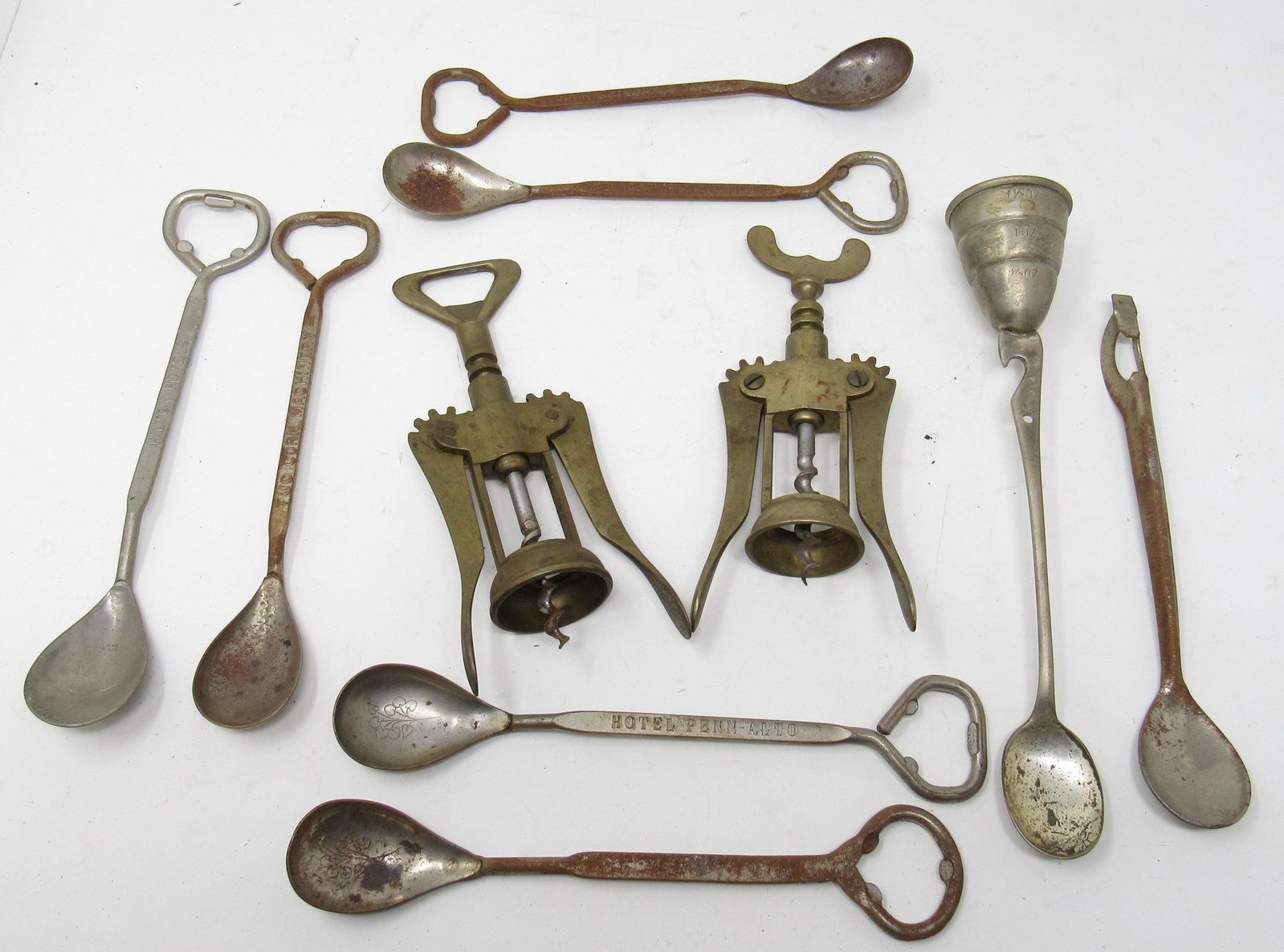 Brass Italy Wine Bottle Openers Adv Spoons: Longest is apprx 9"