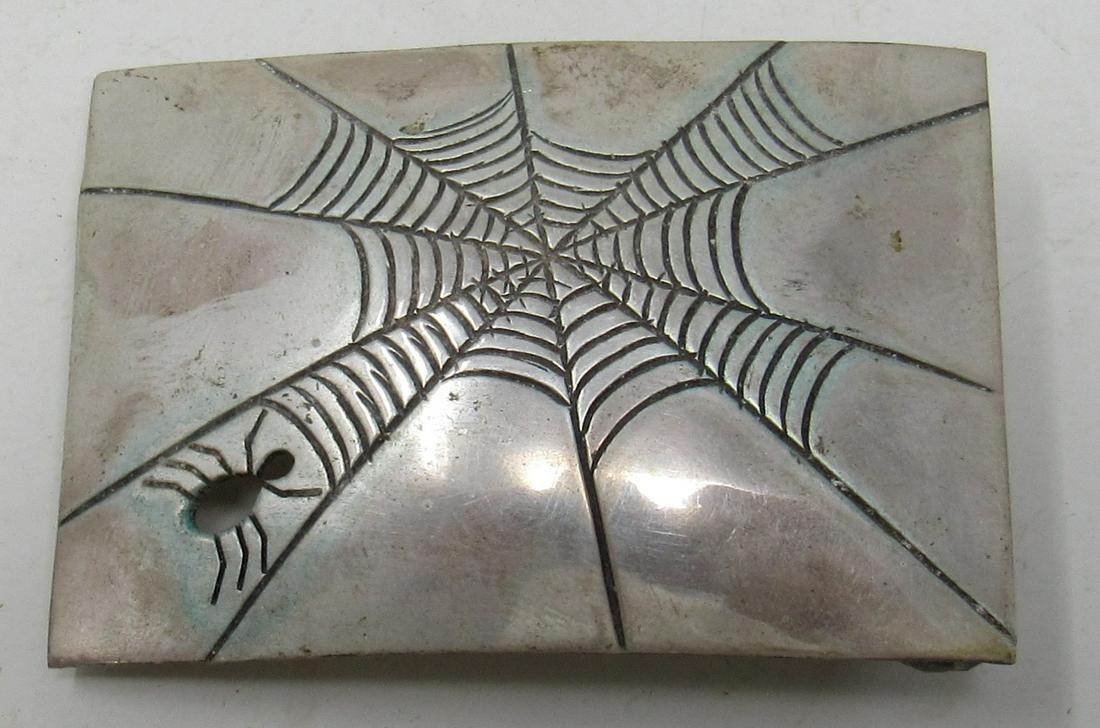 Spider and Web Belt Buckle: Approx 1 5/8" x 2 3/8"