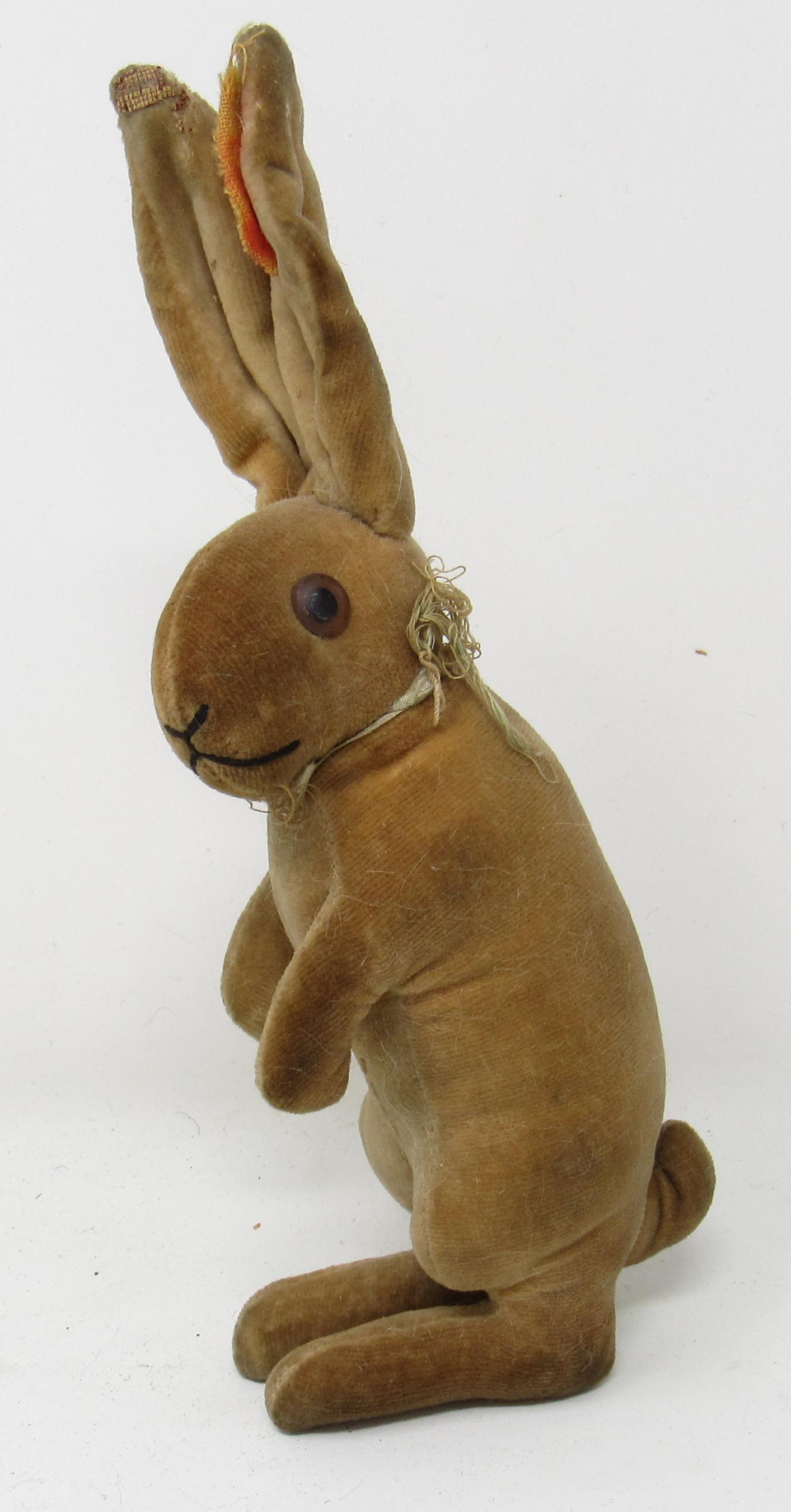 Early Steiff Rabbit w/ Button in Ear: Approx 7" tall