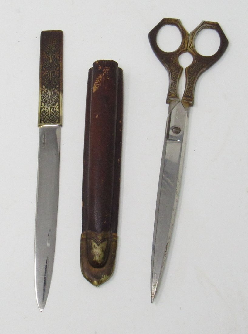 Mayer Scissors & Letter Opener in Sheath: Scissors are approx 9 1/4" long
