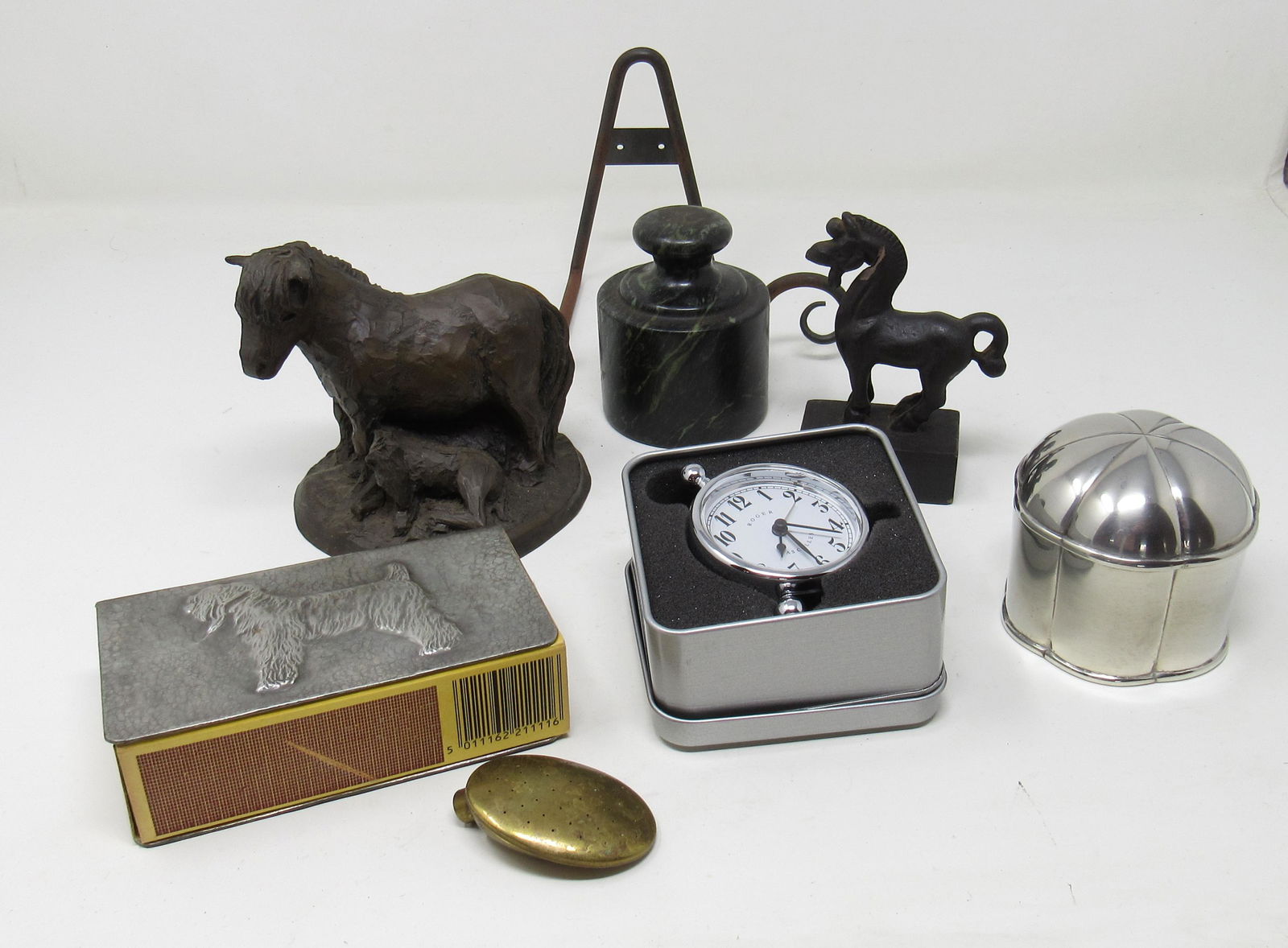 Roger Clock Dog Matchbox Cover Horse Sculpture (1 of 5)