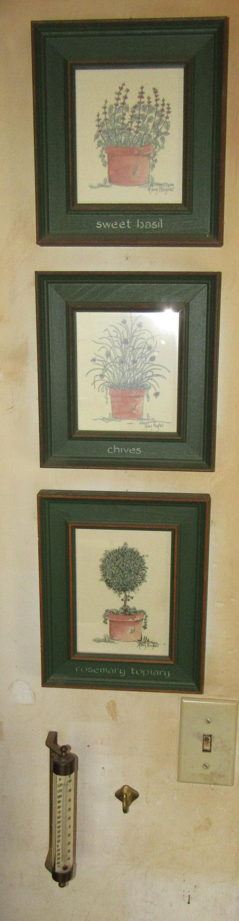 Mary Hughes Herbs Prints and Thermometer: Prints are approx 7 1/2" x 9 1/4"