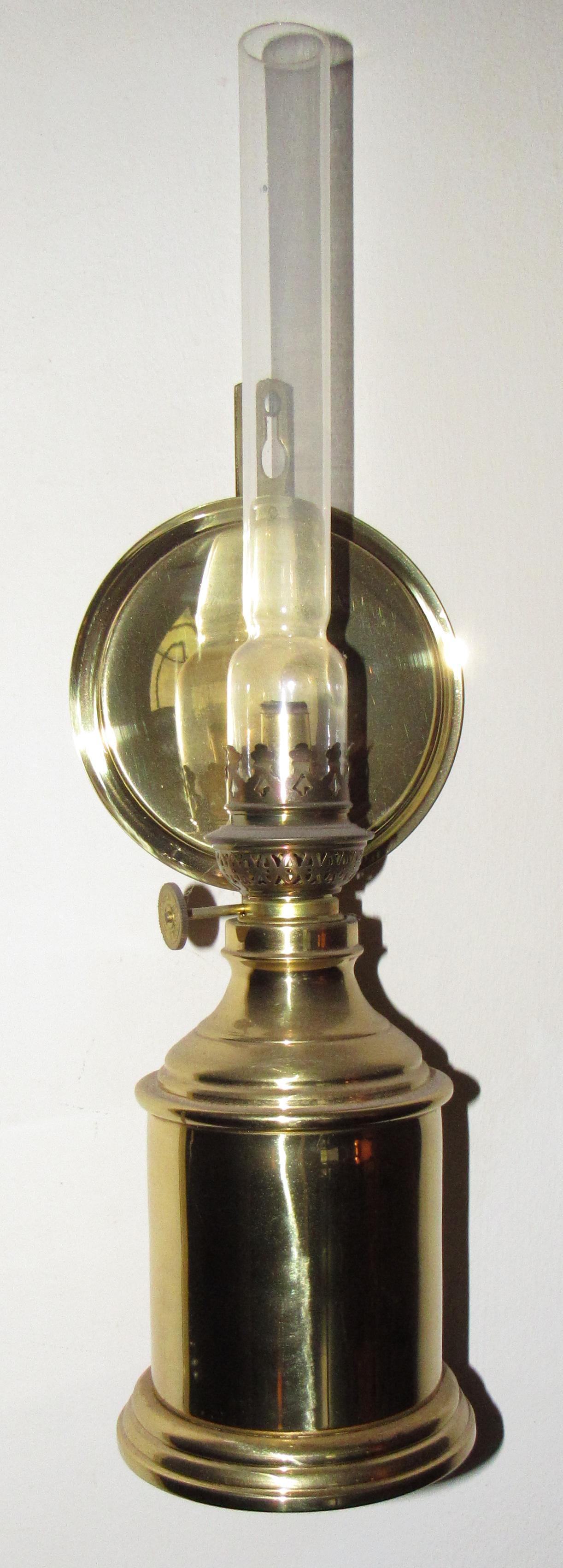 Brass Wall Hanging Oil Lamp w/ Gaudard Burner (1 of 3)