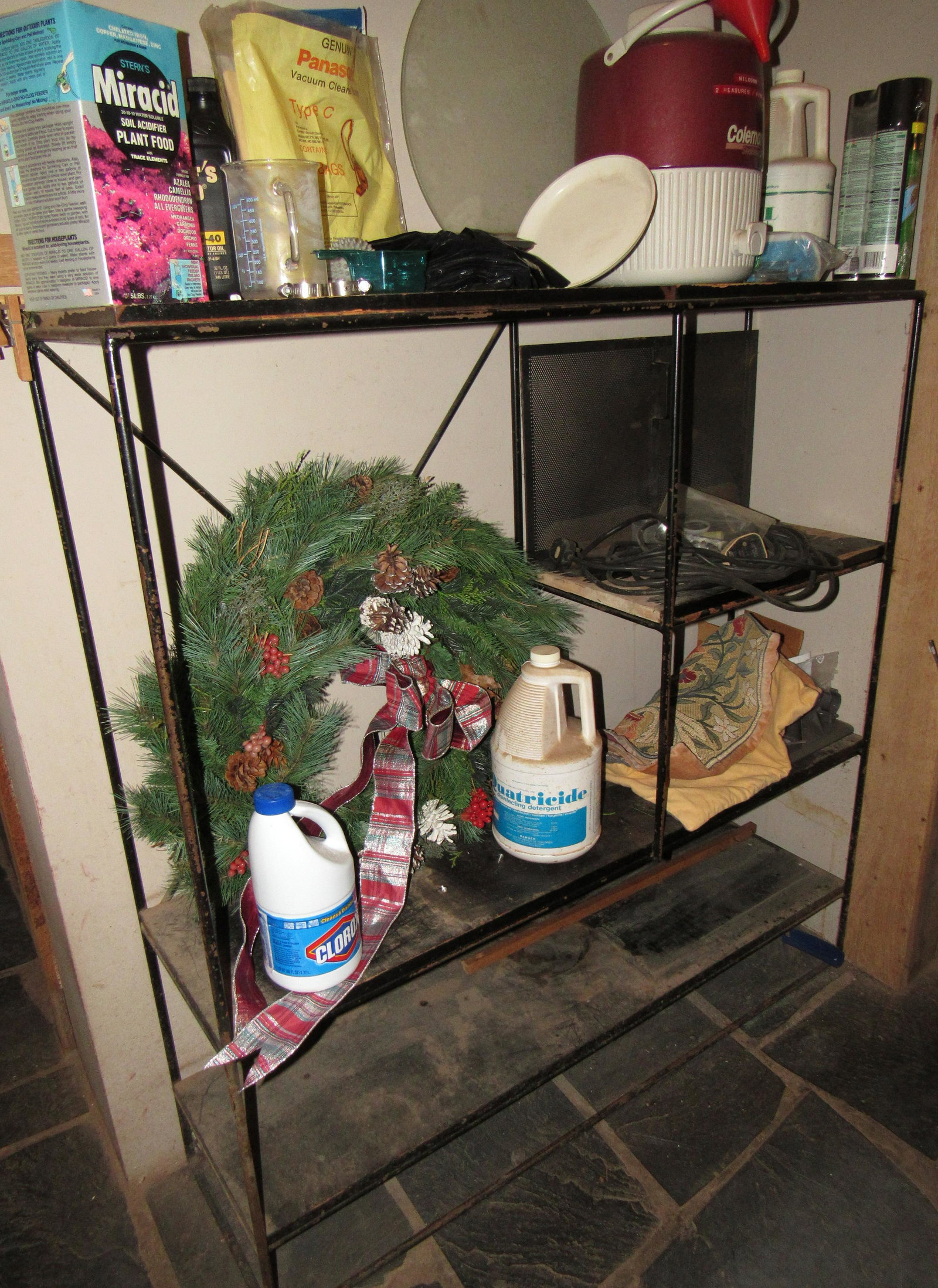 Shelf & Contents: Shelf is apprx 13" x 47" x 49" tall
