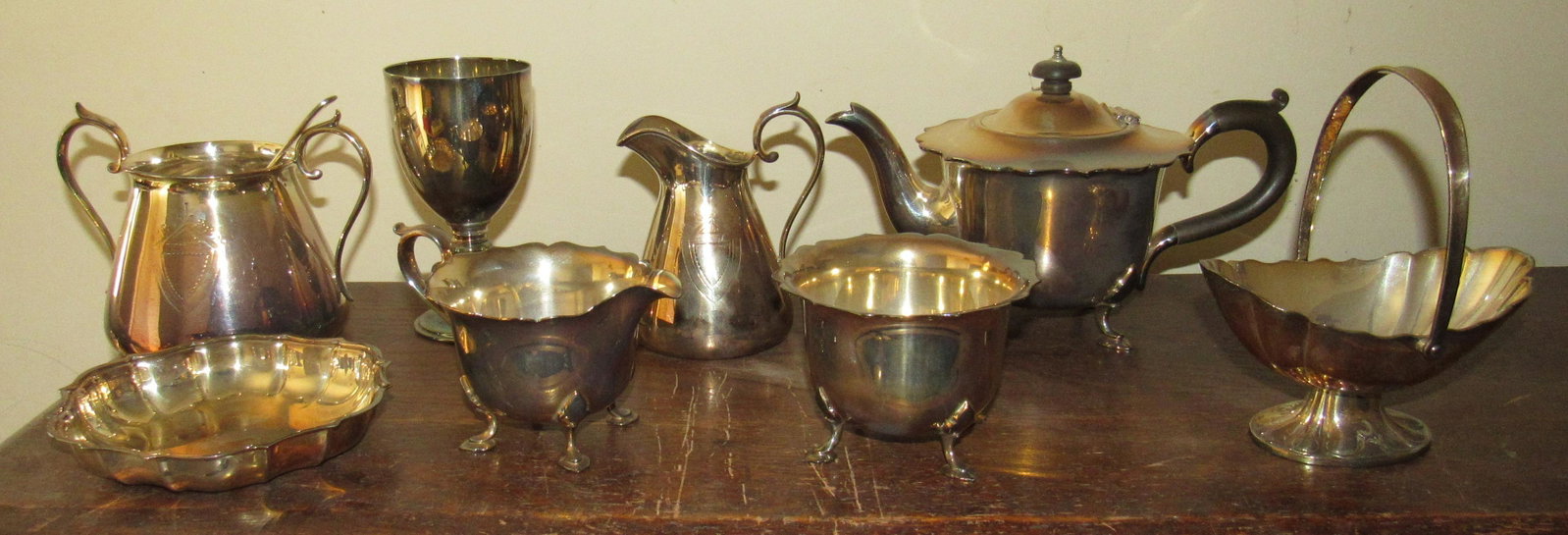Princess Plate Tea Set and Misc Silverplate: Teapot is approx 6 1/4" tall