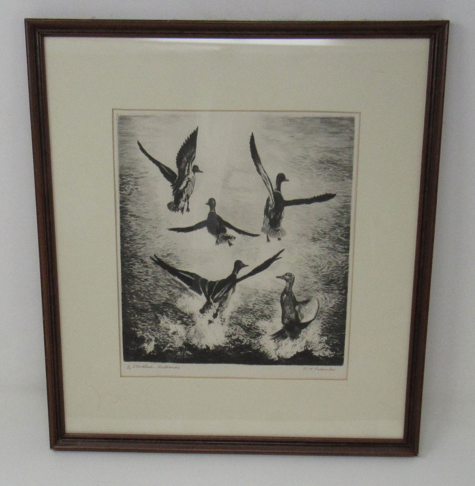 RH Palenske Signed Etching Startled Mallards (1 of 3)