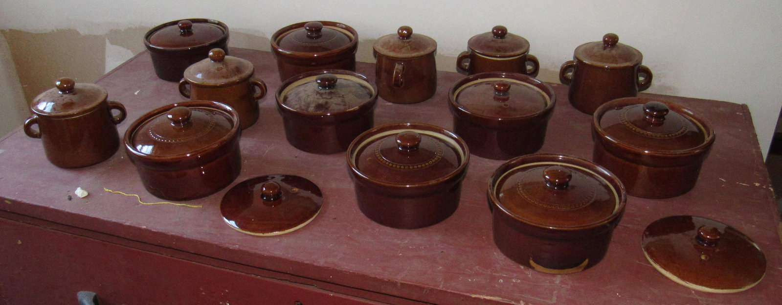 Pearsons Casseroles and Jars: Not all marked Pearsons. Largest ones are approx 5" in diameter and 2 1/4" tall