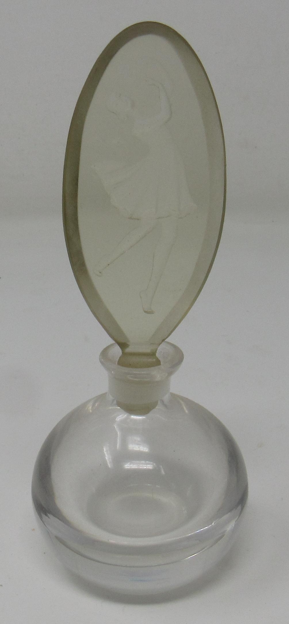 Perfume Bottle w/ Ballerine Stopper: Approx 6 1/4" tall
