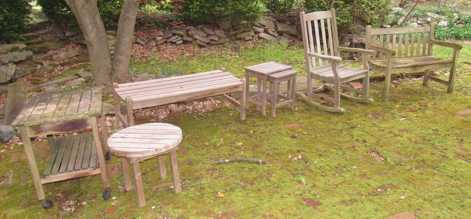 Wood Classic Rocker Patio Furniture: Only Rocker has wood classics label on it. Bench may also be wood classics. Sold as pictured