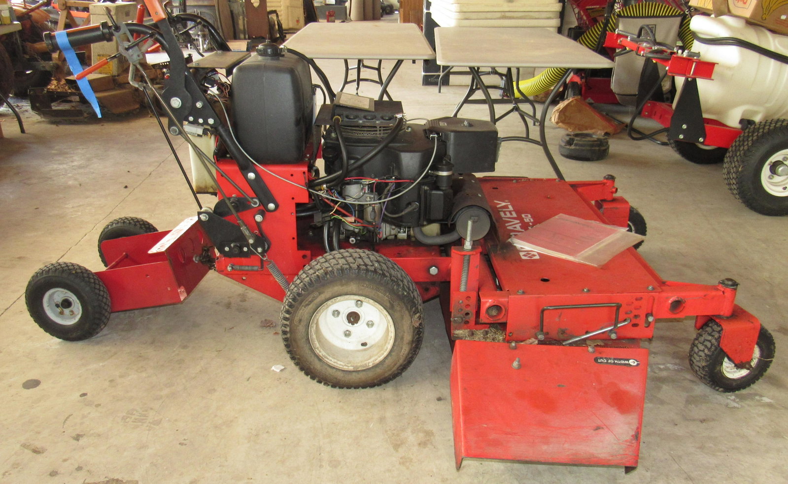 Gravely Pro- 50 Mower with Sulky: Hour meter shows 2285 hours. Deck is 50"