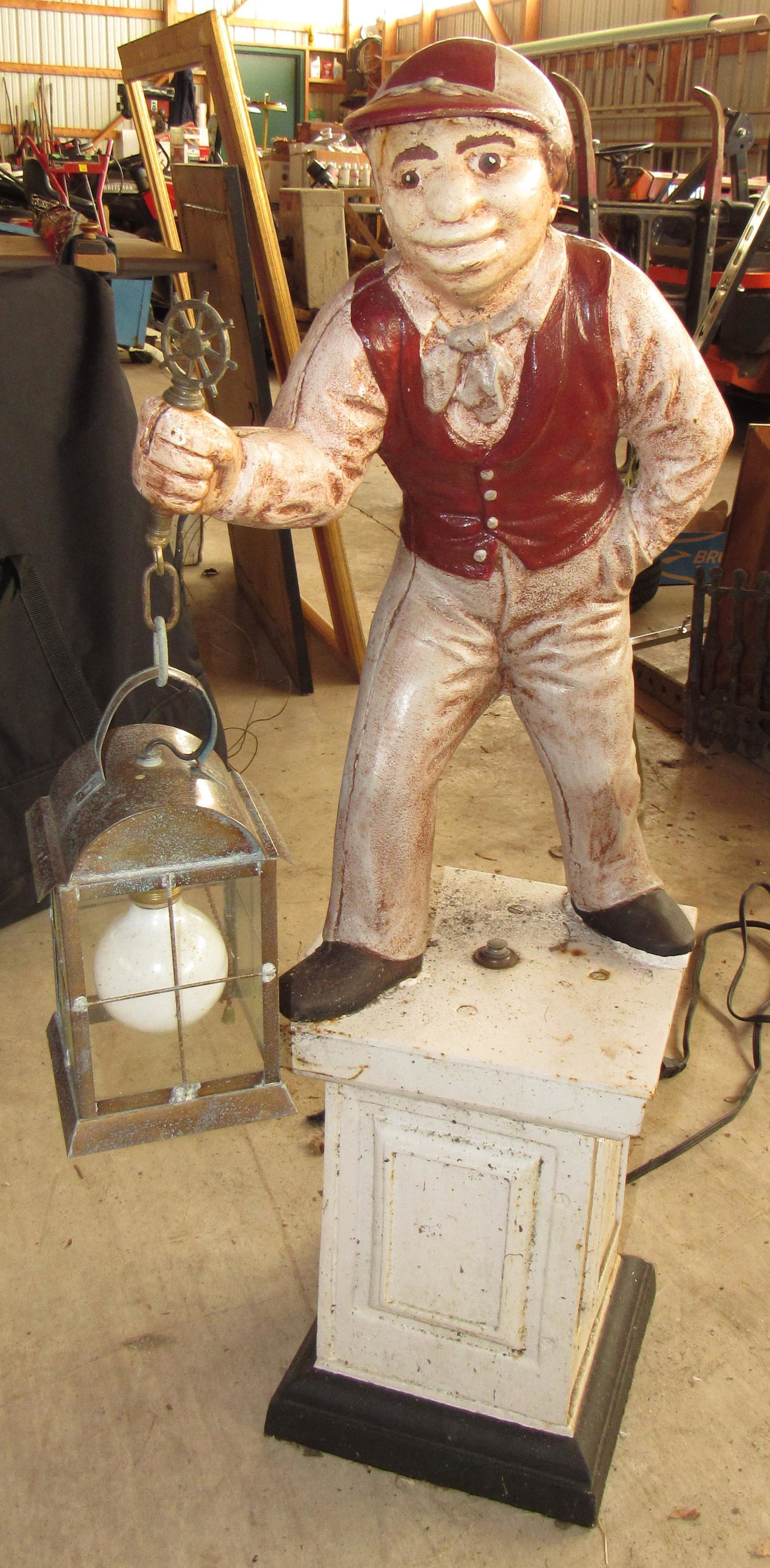 Cast Iron Yard Jockey Light: Apprx 39 1/2" tall