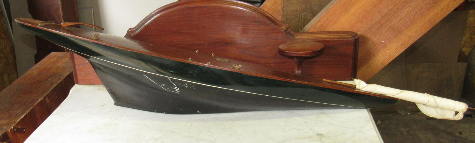 Pond Boat: Approx 6 3/8" x 35 1/2" x 7" tall as pictured.