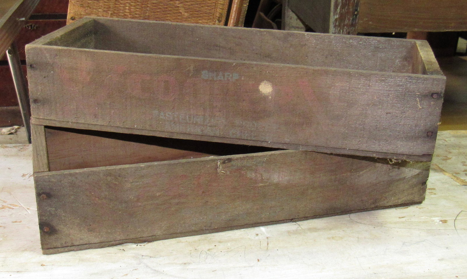 2 Wooden Copper Cheese Boxes: Approx 5" x 13" x 2 1/2" tall
