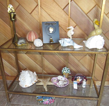 Sea Conch Shells Brass Lantern Shelf Contents