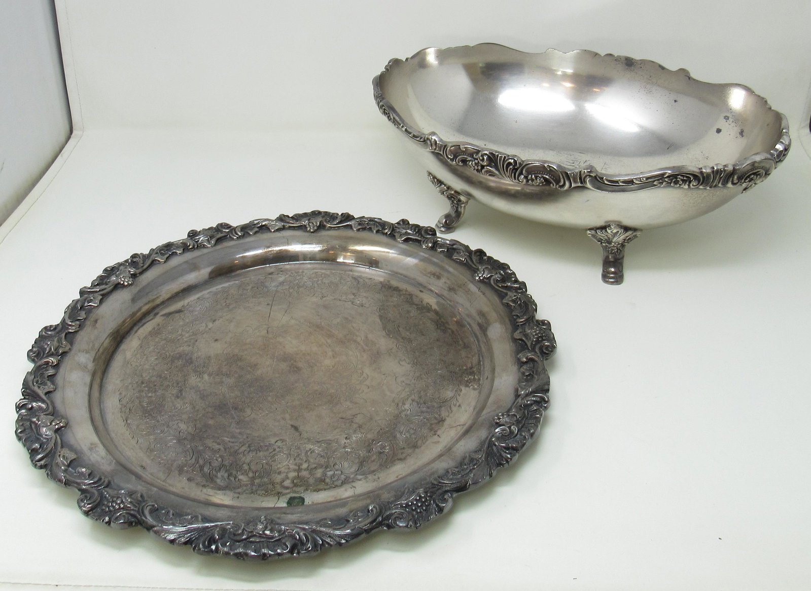 Webster Wilcox Platter Wallace Fruit Bowl: Platter is approx 13 3/4" in diameter