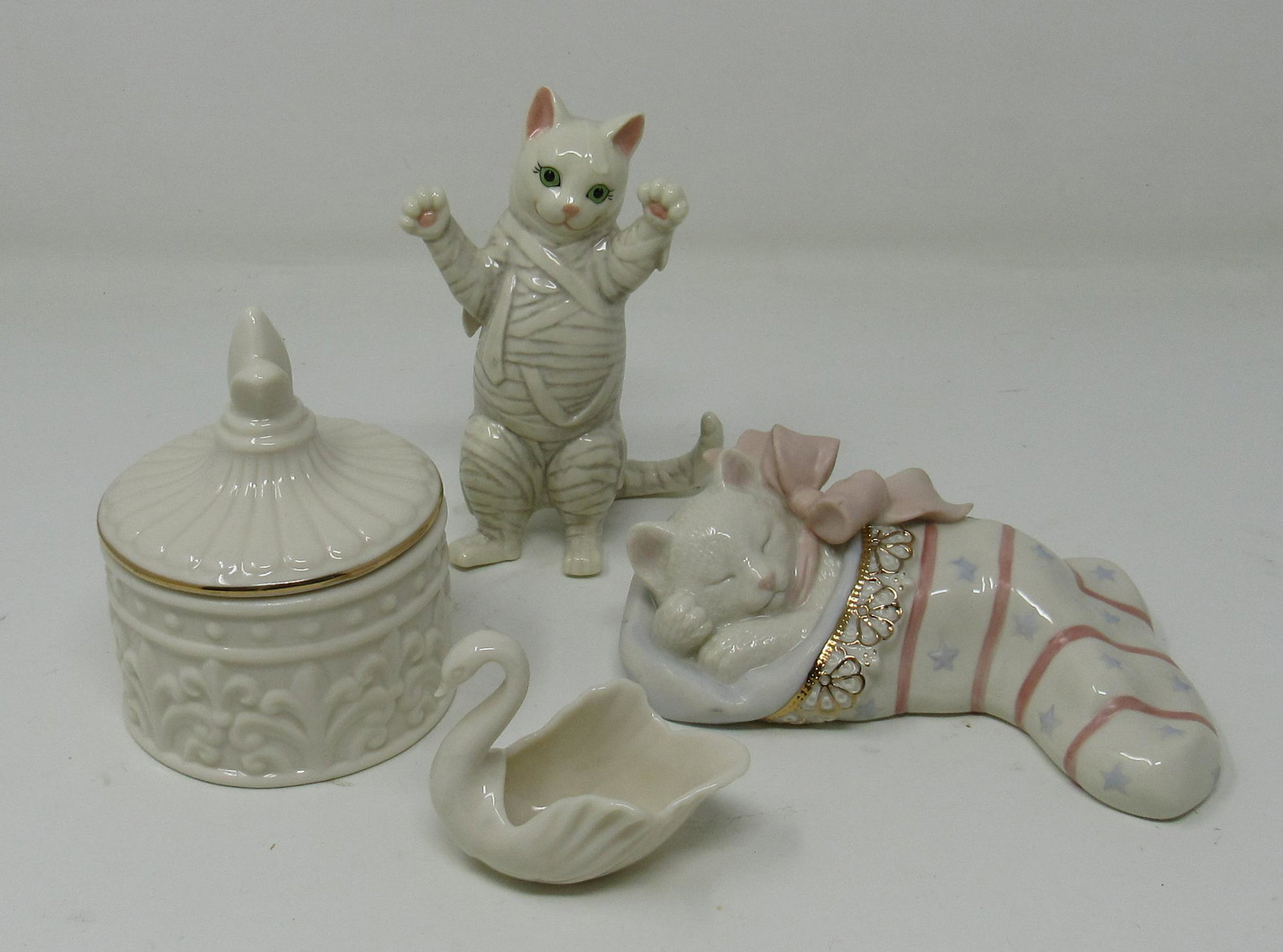 Lenox Cats Swan Trinket Box: Tallest is apprx 4 1/2" tall