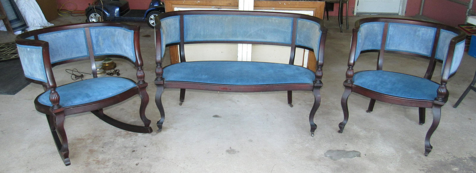 Settee Side Chair and Rocker: Settee is apprx 22" x 45"