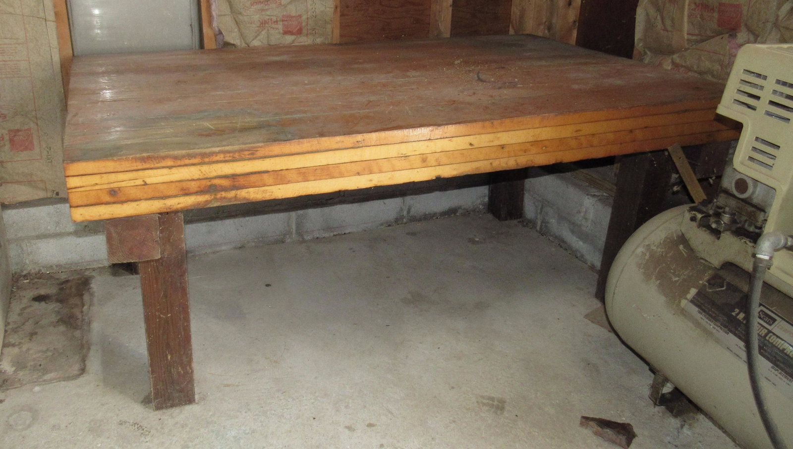 Butcher Block / Bowling Alley Table Top: Top is approx 36 1/2" x 59 1/4" x 4 1/4" thick