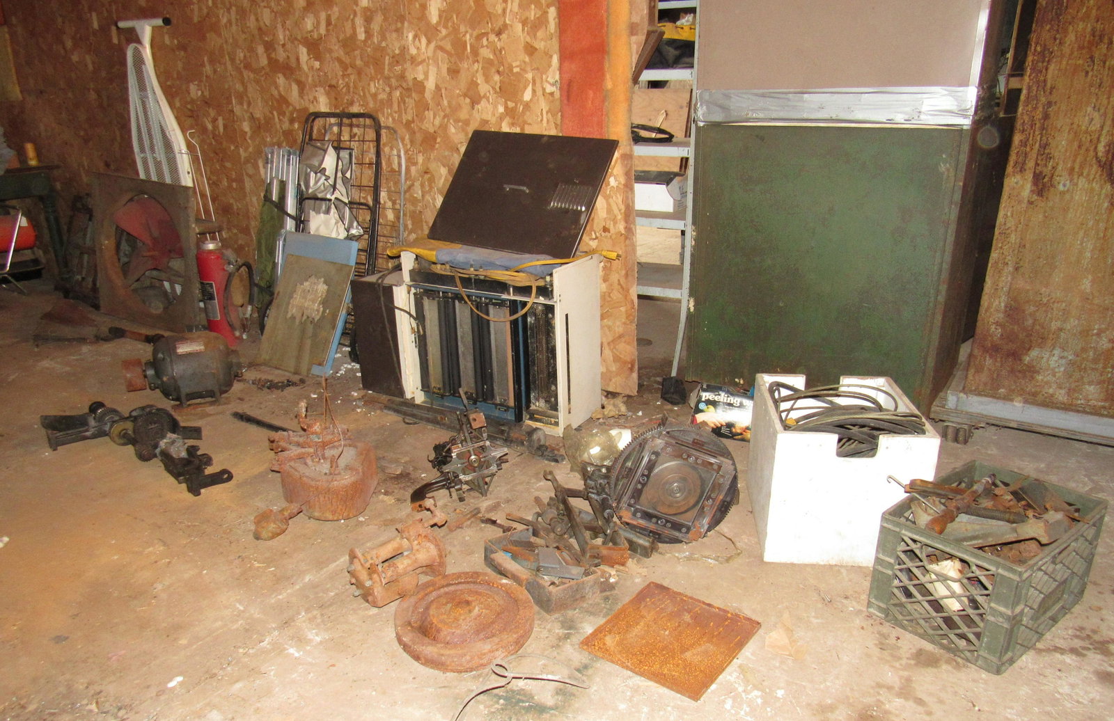 Tool Parts Scrap Exhaust Fan Scrap Iron: Getting all pictured on along wall ( Not cabinets in background). Take what you want and leave the rest