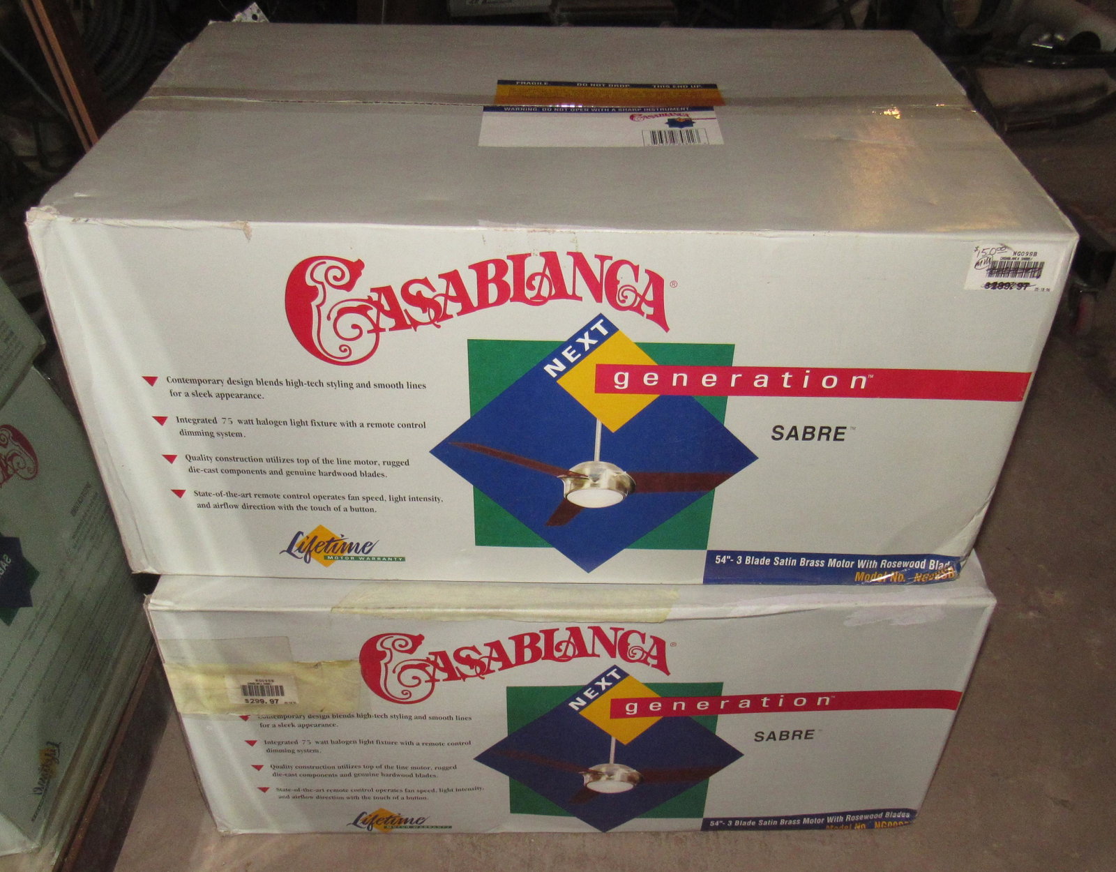 2 Casablanca Sabre Next Generation Ceiling Fans: New