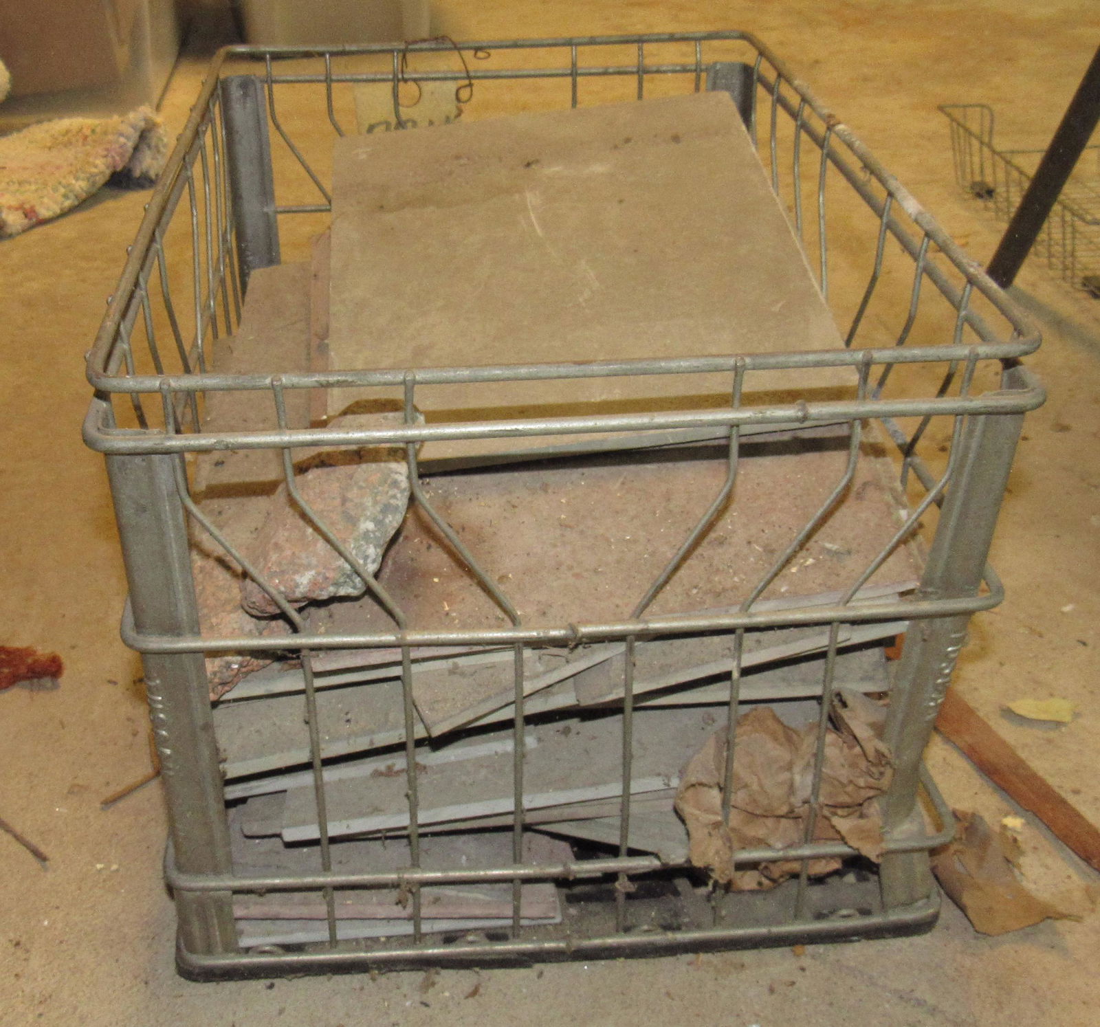 Vintage Tuscan Wire Milk Crate & Blue Stone: Take what you want and leave the rest