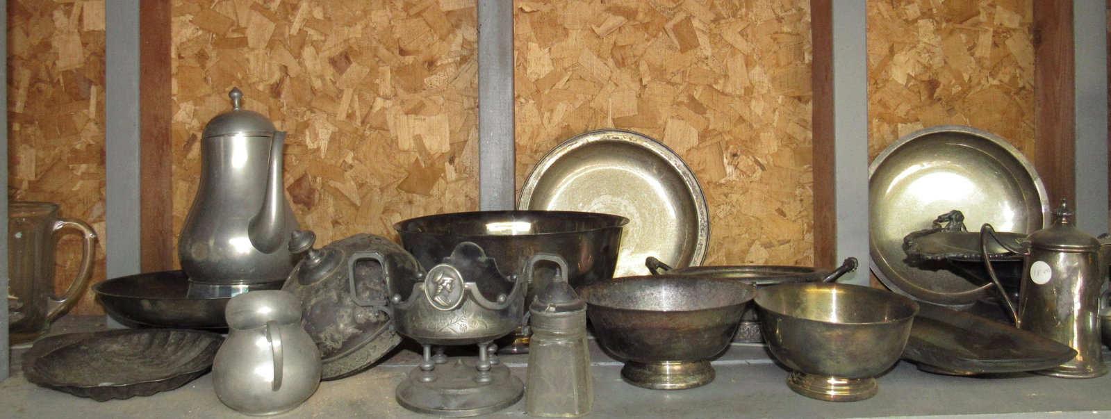 Silverplate Shelf Contents: Lot includes all pictured on shelf.
