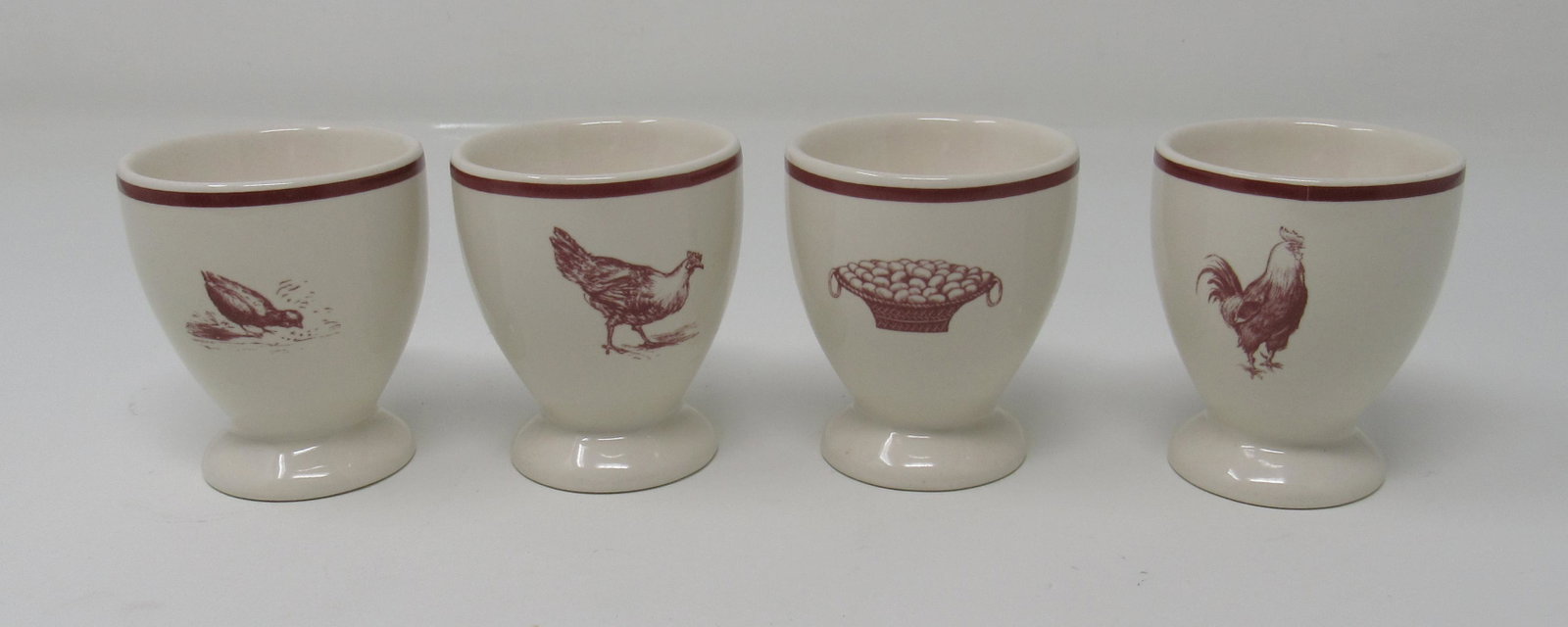 4 Chicken Egg Cups: Approx 2 1/8" in diameter and 2 1/4" tall