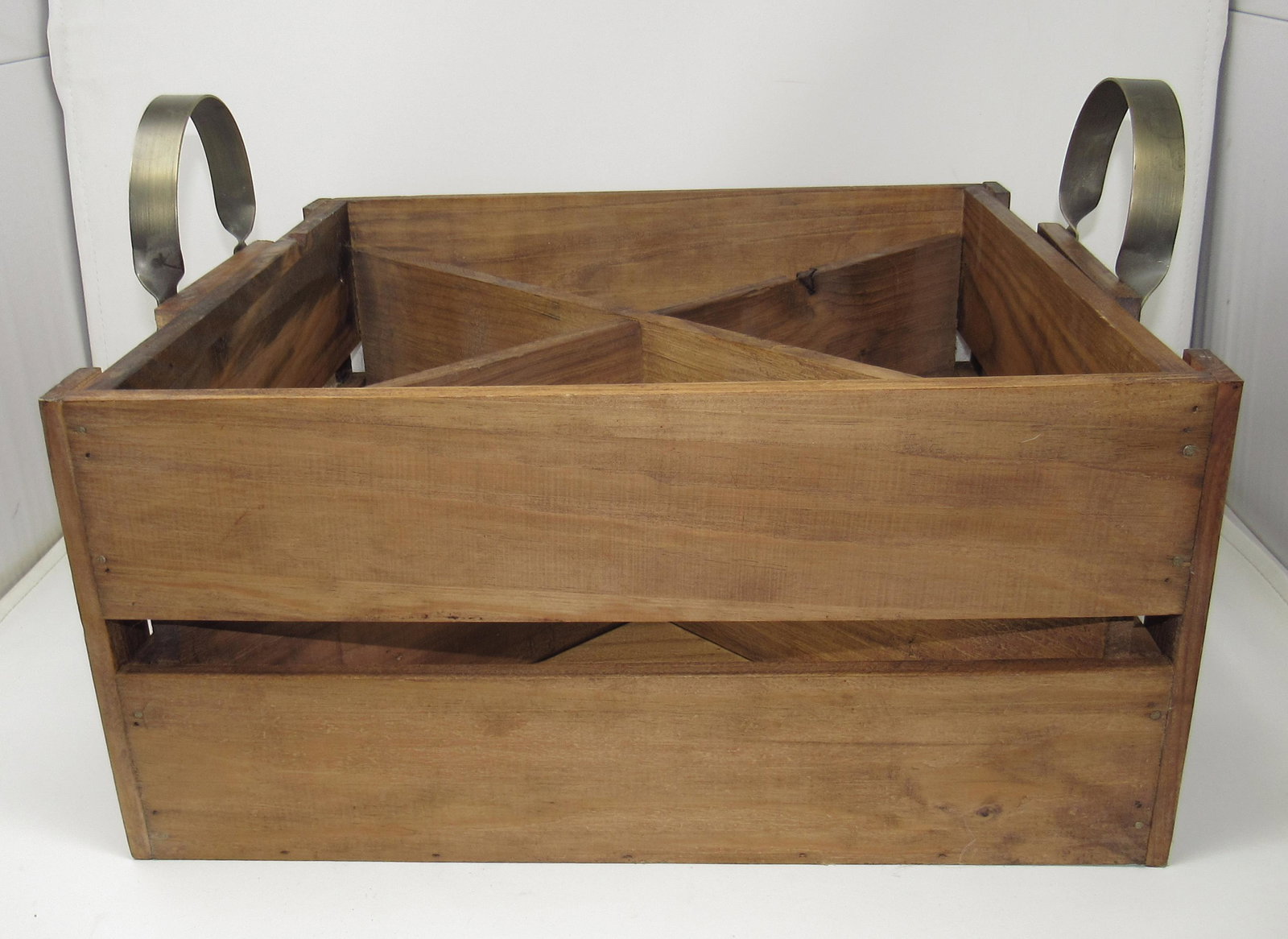 Wooden Tote Box: Approx 16" x 16" x 11 1/2" ( to top of handles)