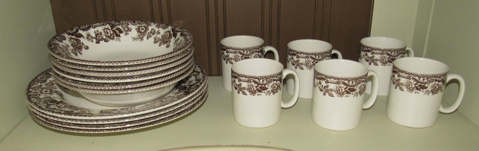 Spode Delamere Bowls Plates Cups: Plates are approx 10 3/4" in diameter and bowls are approx 8 1/4"