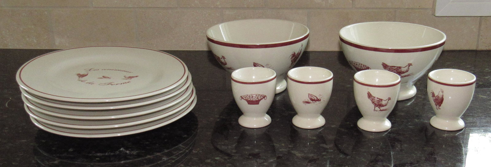 Kiss That Frog Bowls Plates and Egg Cups: Plates are approx 7 1/2" in diameter