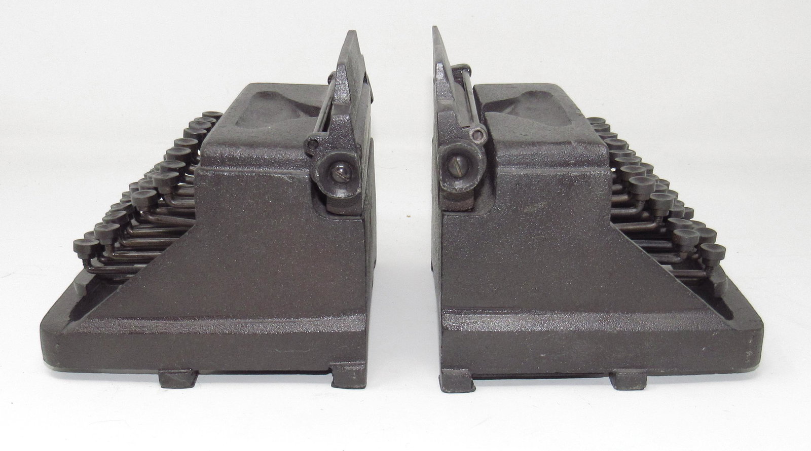 Restoration Hardware Typewriter Bookends: Approx 5" x 5" x 4 1/2" tall. Made of cast iron