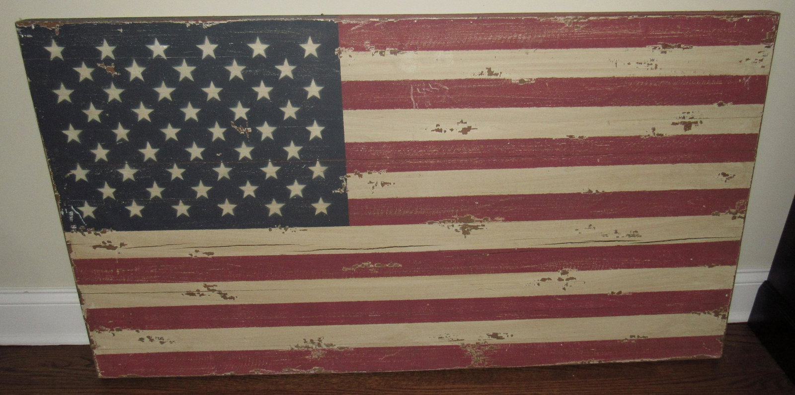 Pottery Barn Reclaimed Wooden Flag: Approx 27" x 50" x 1 3/4" thick