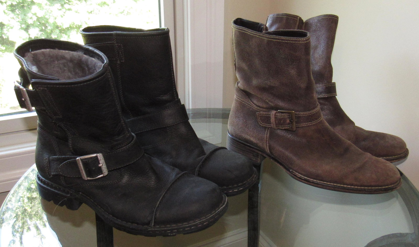 Mens Ugg & Cole Haan Boots: Uggs are size 10 , used but looks like they were hardly used. The other ones are very worn on sole. Sold as pictured