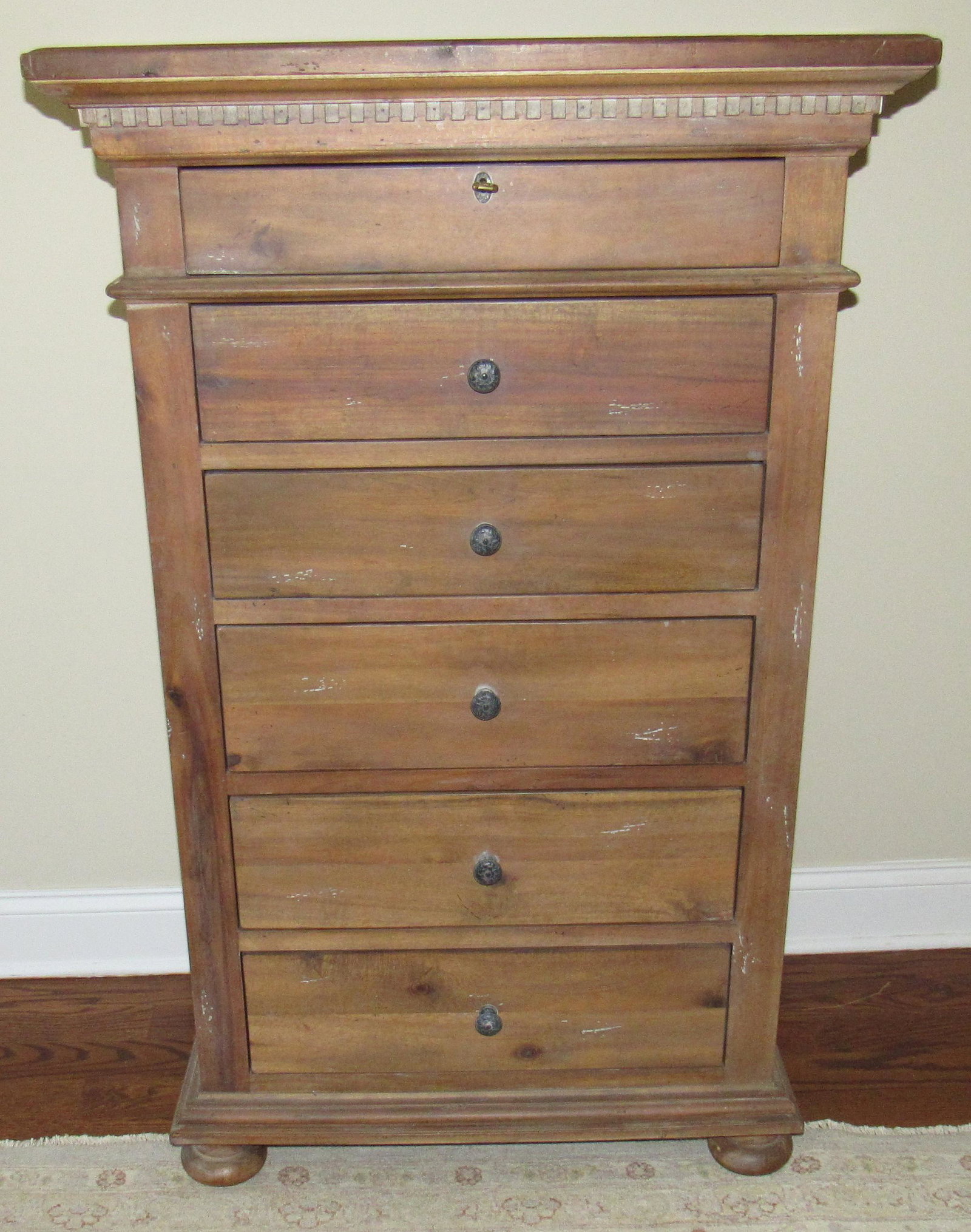 5 Piece St James Bedroom Set Dressers Nightstands: Restoration Hardware Furniture . 5 drawer dressers are approx 22" x 50 1/2" x 43" tall. Lingerie chest is approx 19 1/2" x 30 1/2" x 48" tall. Open Night stand is approx 19 1/2" x 32" x 30" tall. 3 Dr