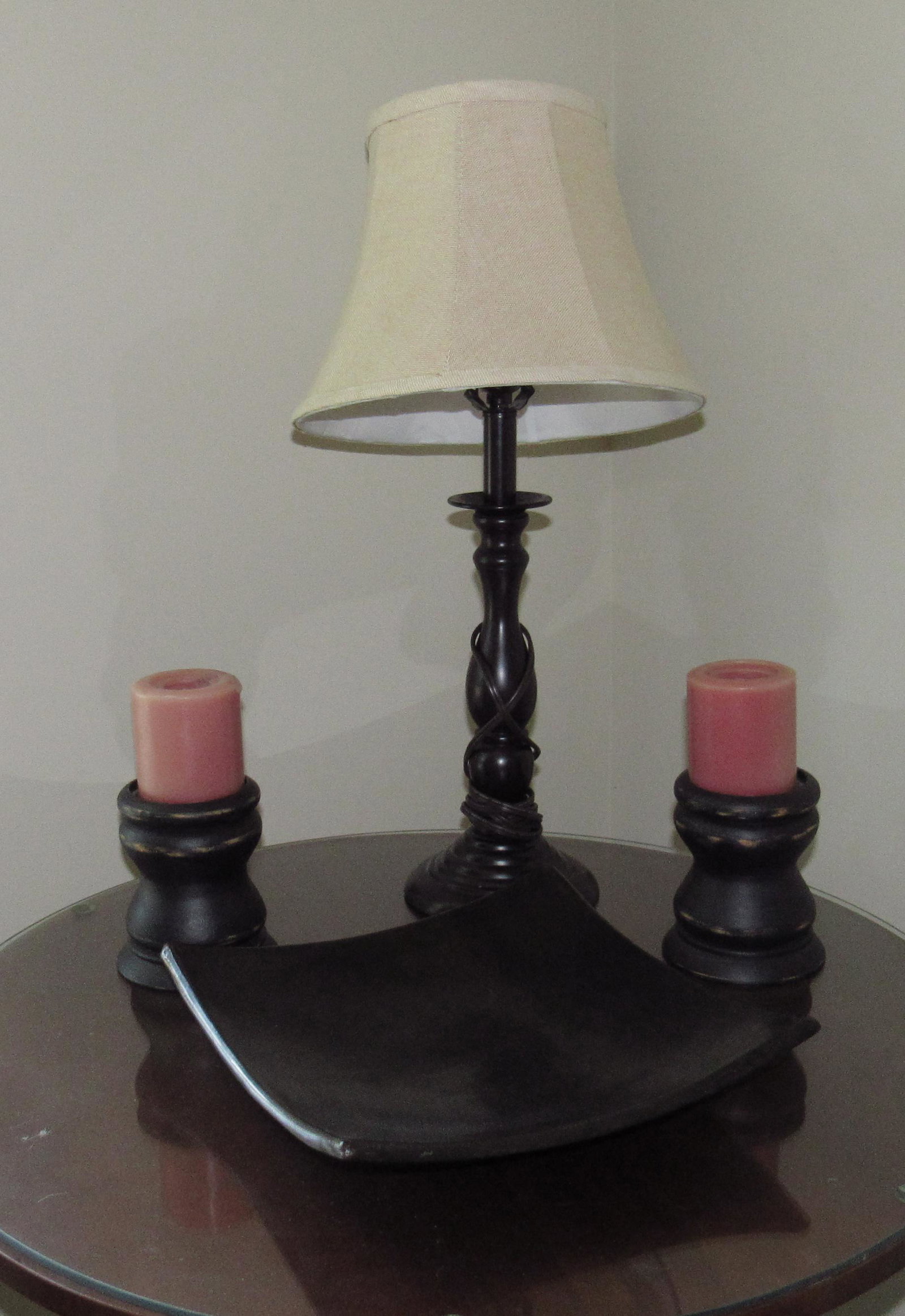 Table Lamp Tray Candle Pillars: Getting all pictured on top of table