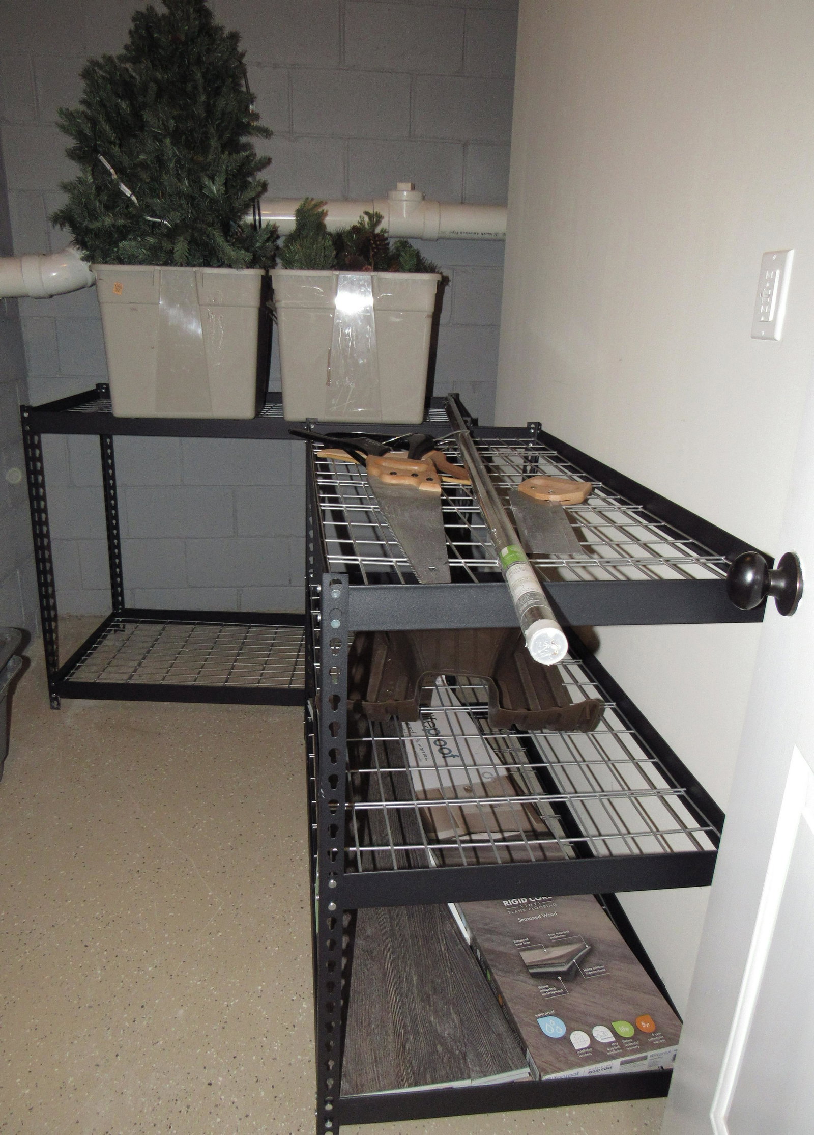 2 Metal Shelves: Approx 24" x 48" x 36" tall. Includes items on them