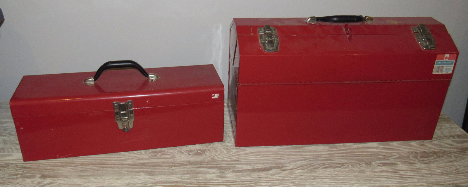 2 Tool Boxes: Largest is apprx 9" x 21" x 12" tall