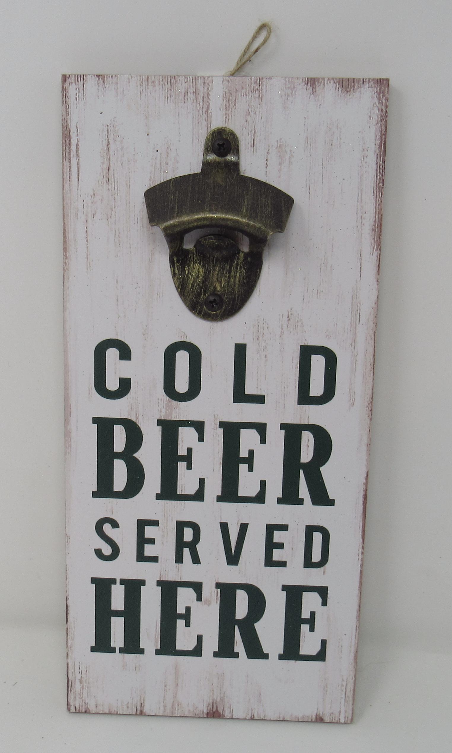 Cold Beer Bottle Opener Sign: Approx 5 1/2" x 12"