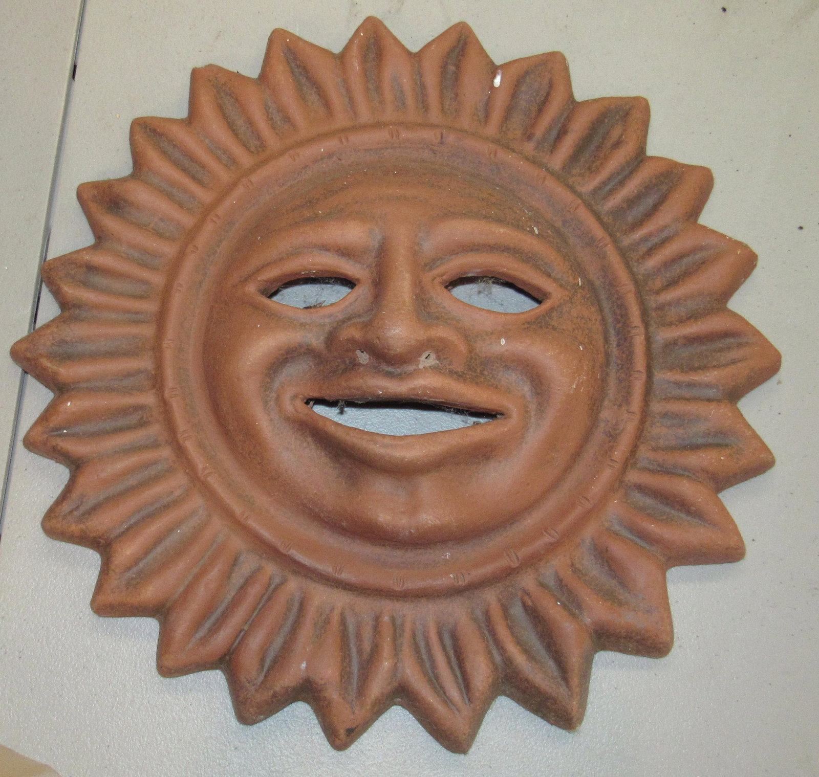 Sunburst Pottery Wall Plaque: Approx 15" In diameter