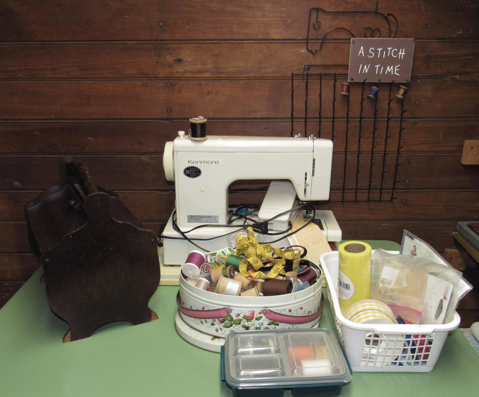 Kenmore Sewing Machine Thread Sewing Box & Misc: Lot includes all pictured.